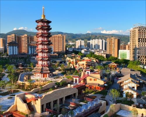 西昌唐园地面墙体投影 
